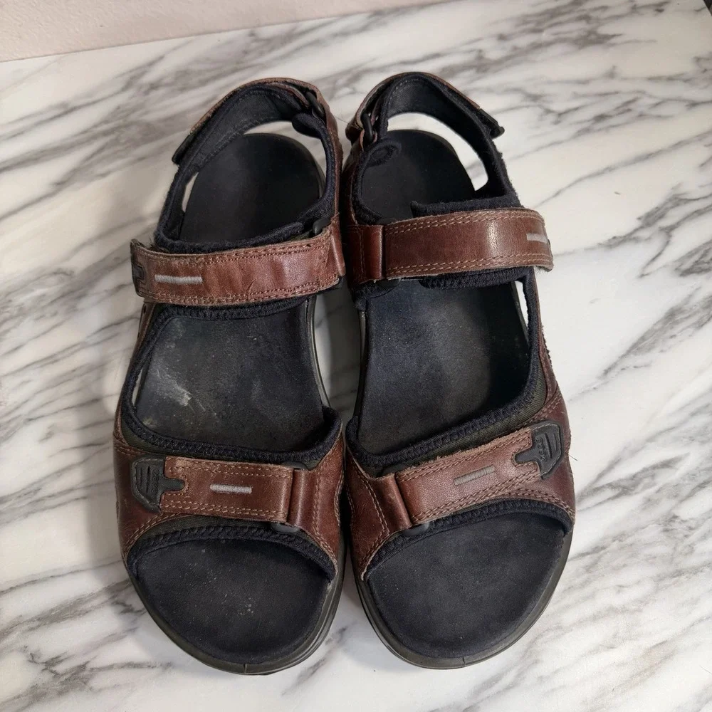 ECCO Yucatan Men's 45 US 11 Brown Nubuck Leather Hiking Walking Sport Sandals